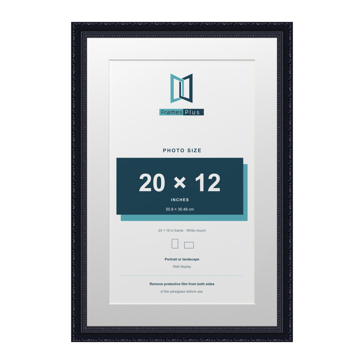 Louis Range Black Picture, Photo & Poster Frame with White Mount - 24x16" Frame for 20x12" Photo, Black