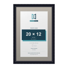 Louis Range Black Picture, Photo & Poster Frame with Dawn Grey Mount - 24x16" Frame for 20x12" Photo, Black