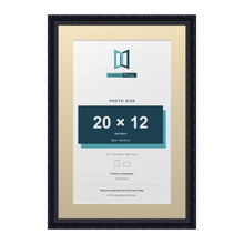 Louis Range Black Picture, Photo & Poster Frame with Ivory Mount - 24x16" Frame for 20x12" Photo, Black