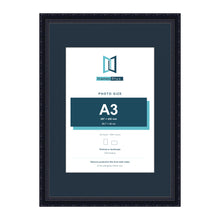 Louis Range Black Picture, Photo & Poster Frame with Pacific Blue Mount - A2 Frame for A3 Photo, Black