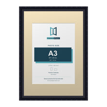 Louis Range Black Picture, Photo & Poster Frame with Ivory Mount - A2 Frame for A3 Photo, Black