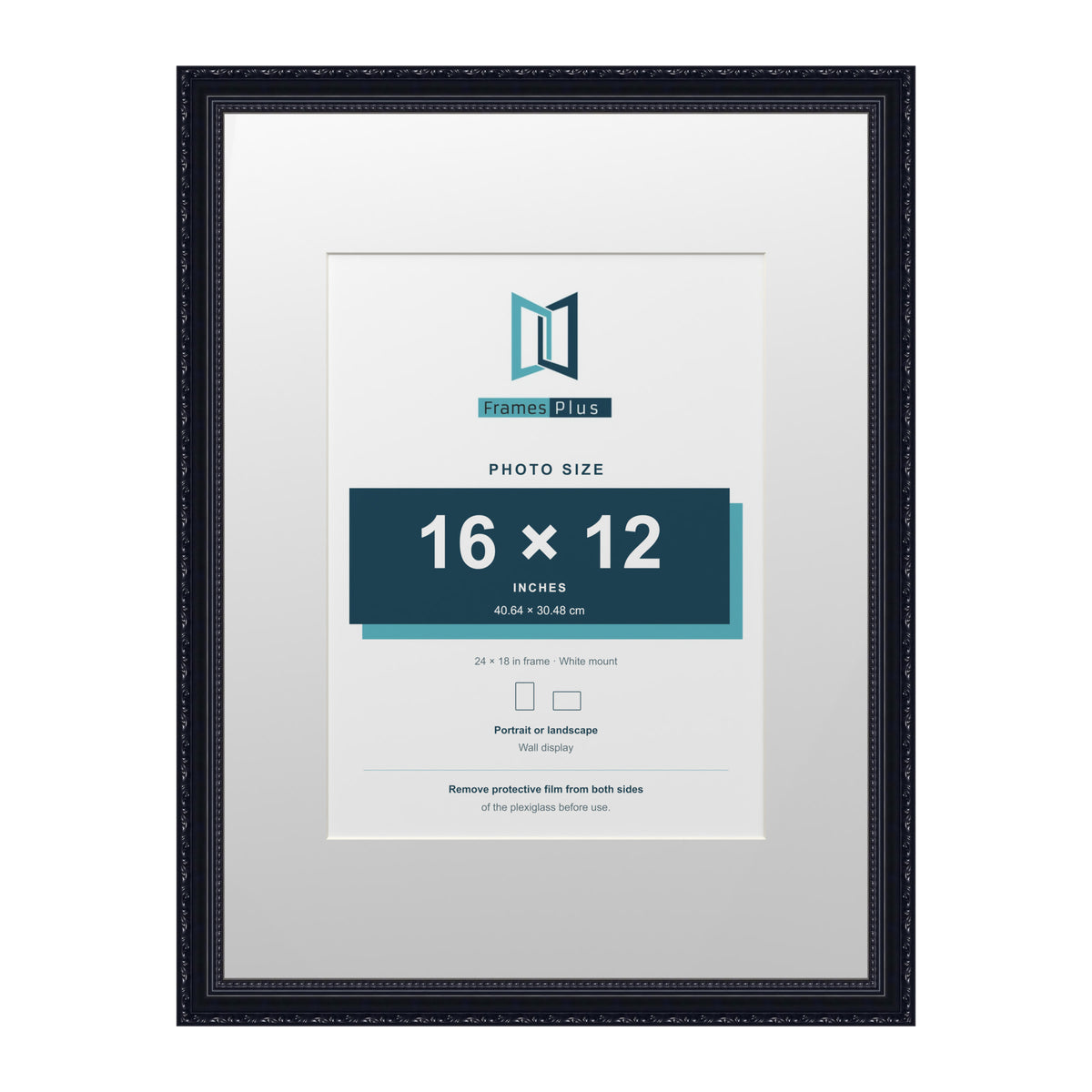 Louis Range Black Picture, Photo & Poster Frame with White Mount - 24x18" Frame for 16x12" Photo, Black