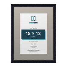 Louis Range Black Picture, Photo & Poster Frame with Dawn Grey Mount - 24x18" Frame for 18x12" Photo, Black