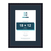 Louis Range Black Picture, Photo & Poster Frame with Pacific Blue Mount - 24x18" Frame for 18x12" Photo, Black