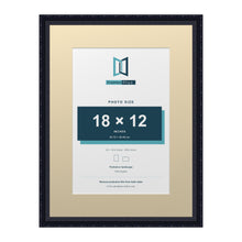 Louis Range Black Picture, Photo & Poster Frame with Ivory Mount - 24x18" Frame for 18x12" Photo, Black