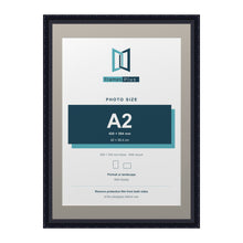 Louis Range Black Picture, Photo & Poster Frame with Dawn Grey Mount - 70x50cm Frame for A2 Photo, Black