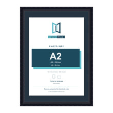 Louis Range Black Picture, Photo & Poster Frame with Pacific Blue Mount - 70x50cm Frame for A2 Photo, Black