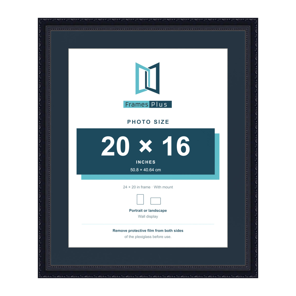 Louis Range Black Picture, Photo & Poster Frame with Pacific Blue Mount - 24x20" Frame for 20x16" Photo, Black