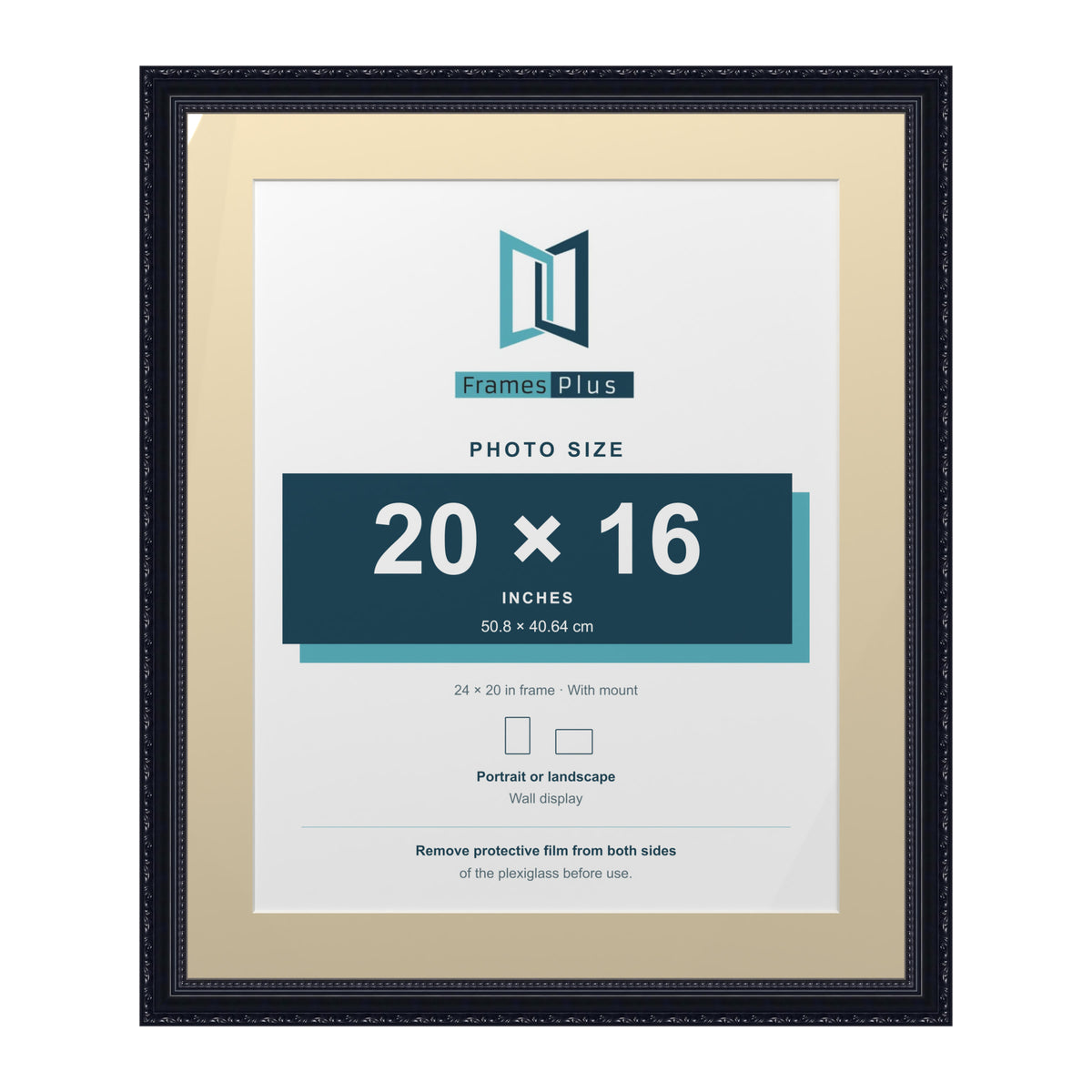 Louis Range Black Picture, Photo & Poster Frame with Ivory Mount - 24x20" Frame for 20x16" Photo, Black