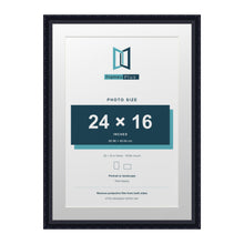 Louis Range Black Picture, Photo & Poster Frame with White Mount - 28x20" Frame for 24x16" Photo, Black