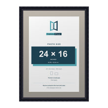 Louis Range Black Picture, Photo & Poster Frame with Dawn Grey Mount - 28x20" Frame for 24x16" Photo, Black