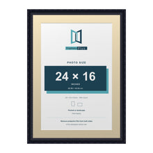 Louis Range Black Picture, Photo & Poster Frame with Ivory Mount - 28x20" Frame for 24x16" Photo, Black