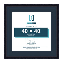 Louis Range Black Picture, Photo & Poster Frame with Pacific Blue Mount - 52x52cm Frame for 40x40cm Photo, Black