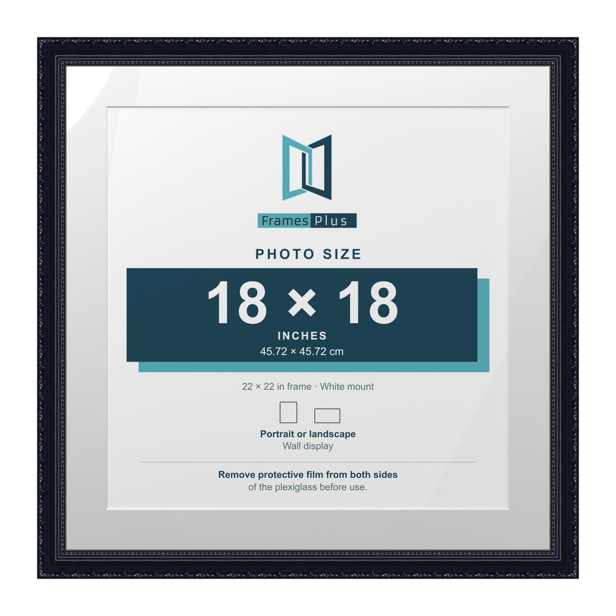 Louis Range Black Picture, Photo & Poster Frame with White Mount - 22x22" Frame for 18x18" Photo, Black