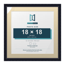 Louis Range Black Picture, Photo & Poster Frame with Ivory Mount - 22x22" Frame for 18x18" Photo, Black