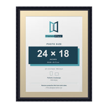 Louis Range Black Picture, Photo & Poster Frame with Ivory Mount - 28x22" Frame for 24x18" Photo, Black