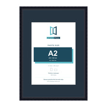 Louis Range Black Picture, Photo & Poster Frame with Pacific Blue Mount - A1 Frame for A2 Photo, Black