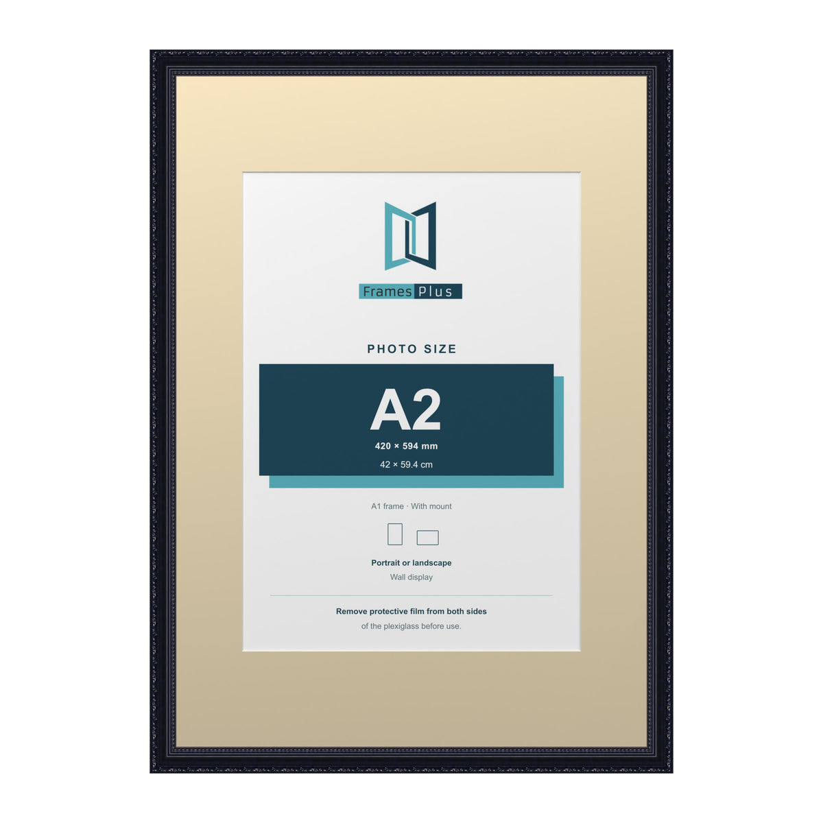 Louis Range Black Picture, Photo & Poster Frame with Ivory Mount - A1 Frame for A2 Photo, Black