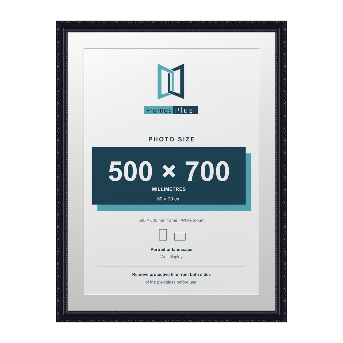 Louis Range Black Picture, Photo & Poster Frame with White Mount - 80x60cm Frame for 70x50cm Photo, Black