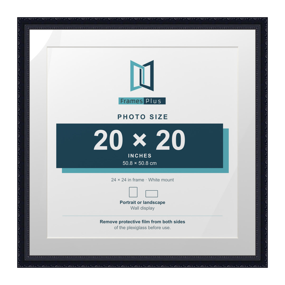 Louis Range Black Picture, Photo & Poster Frame with White Mount - 24x24" Frame for 20x20" Photo, Black