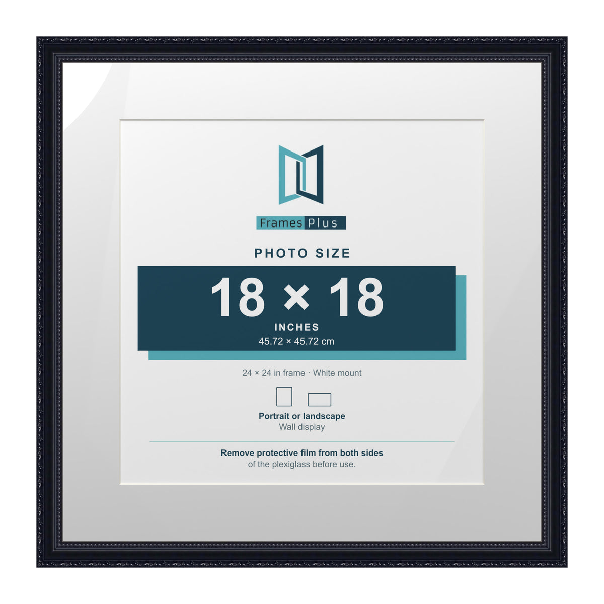 Louis Range Black Picture, Photo & Poster Frame with White Mount - 24x24" Frame for 18x18" Photo, Black