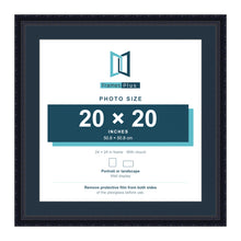 Louis Range Black Picture, Photo & Poster Frame with Pacific Blue Mount - 24x24" Frame for 20x20" Photo, Black
