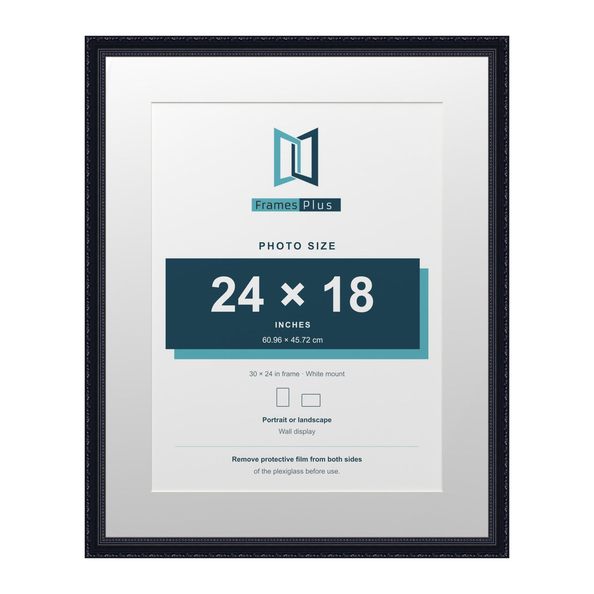 Louis Range Black Picture, Photo & Poster Frame with White Mount - 30x24" Frame for 24x18" Photo, Black