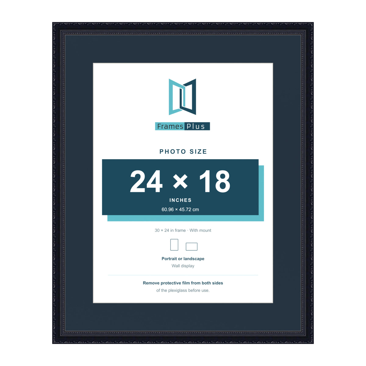 Louis Range Black Picture, Photo & Poster Frame with Pacific Blue Mount - 30x24" Frame for 24x18" Photo, Black