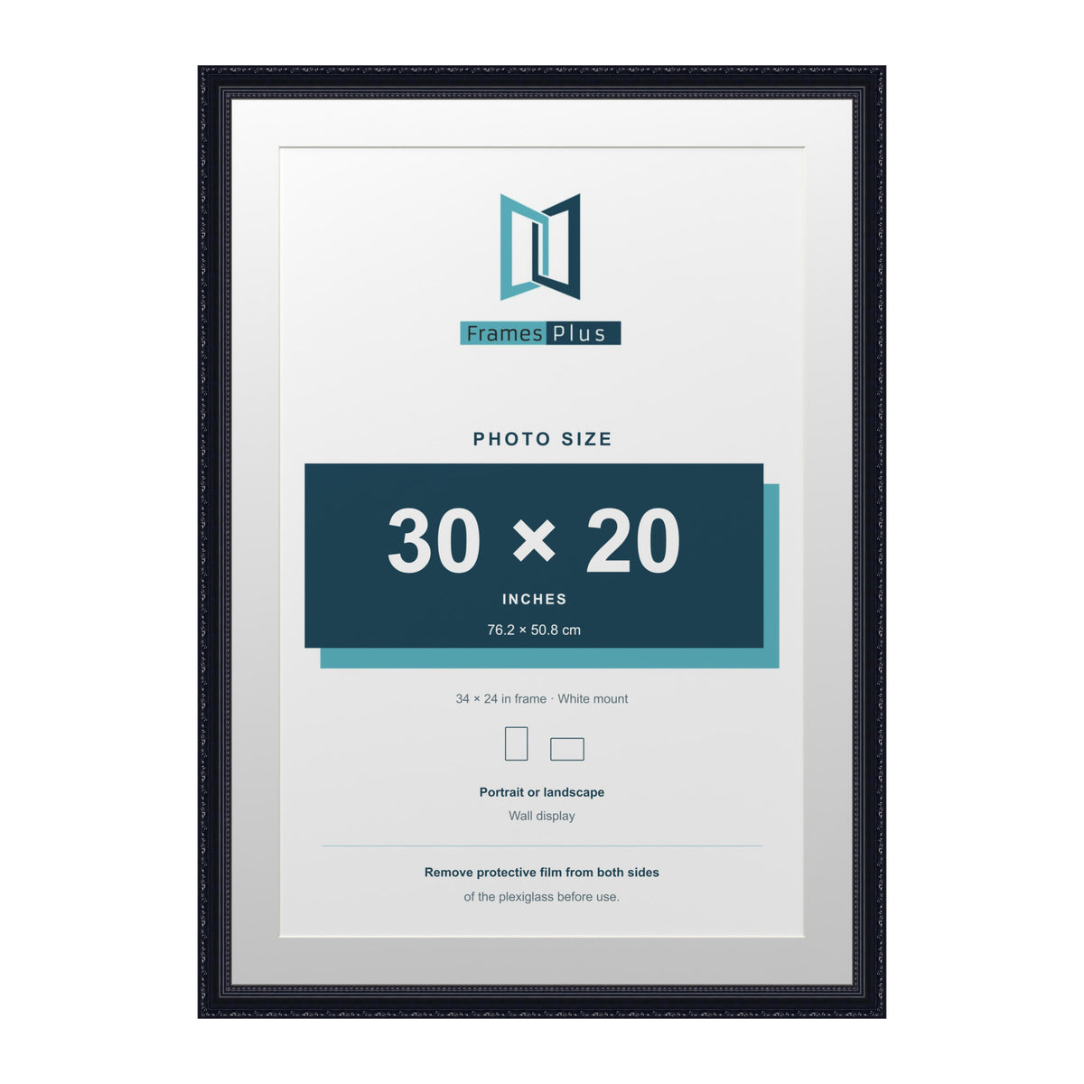 Louis Range Black Picture, Photo & Poster Frame with White Mount - 34x24" Frame for 30x20" Photo, Black