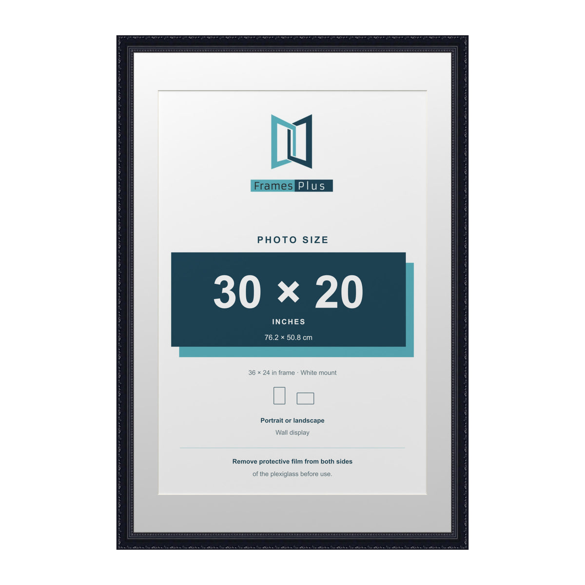 Louis Range Black Picture, Photo & Poster Frame with White Mount - 36x24" Frame for 30x20" Photo, Black