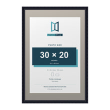 Louis Range Black Picture, Photo & Poster Frame with Dawn Grey Mount - 36x24" Frame for 30x20" Photo, Black