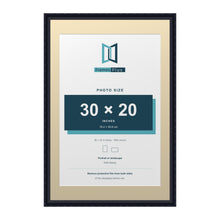 Louis Range Black Picture, Photo & Poster Frame with Ivory Mount - 36x24" Frame for 30x20" Photo, Black