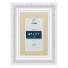 Louis Range White Picture, Photo & Poster Frame with Ivory Mount - 6x4" Frame for 4.5x2.5" Photo, White