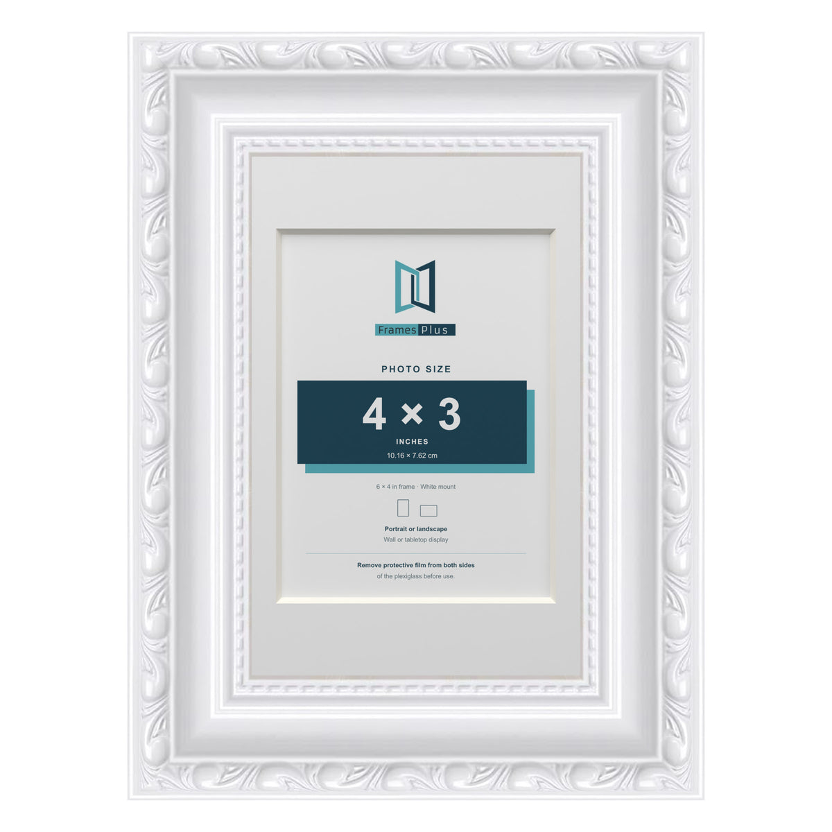 Louis Range White Picture, Photo & Poster Frame with White Mount - 6x4" Frame for 4x3" Photo, White