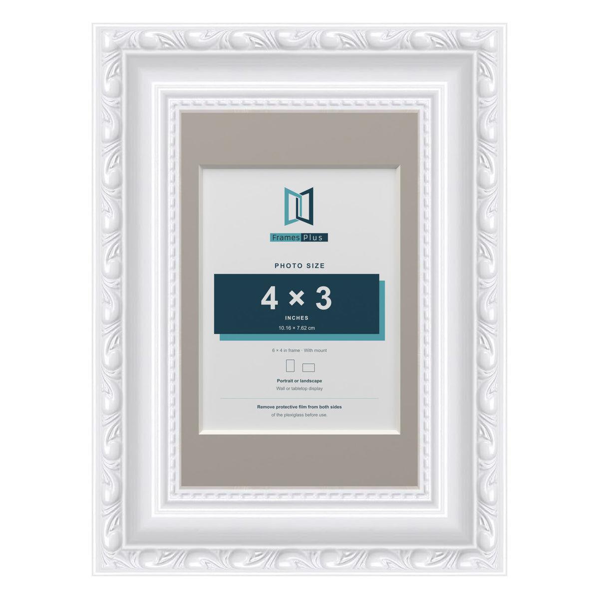 Louis Range White Picture, Photo & Poster Frame with Dawn Grey Mount - 6x4" Frame for 4x3" Photo, White