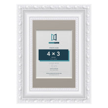Louis Range White Picture, Photo & Poster Frame with Dawn Grey Mount - 6x4" Frame for 4x3" Photo, White