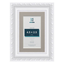 Louis Range White Picture, Photo & Poster Frame with Dawn Grey Mount - 6x4" Frame for 4.5x2.5" Photo, White