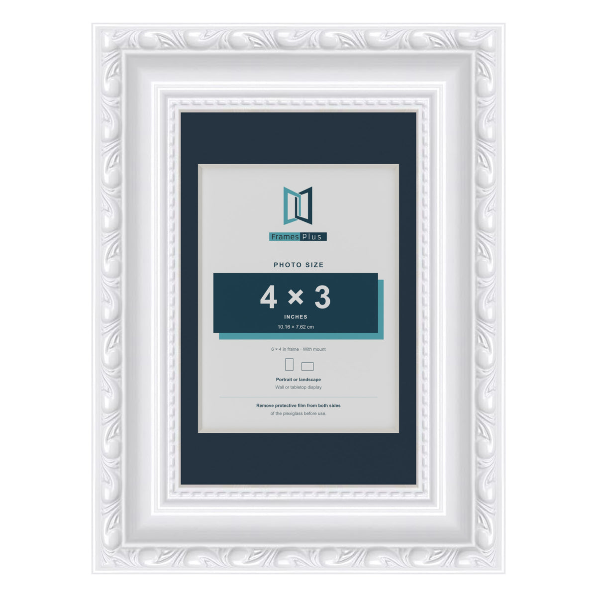 Louis Range White Picture, Photo & Poster Frame with Pacific Blue Mount - 6x4" Frame for 4x3" Photo, White