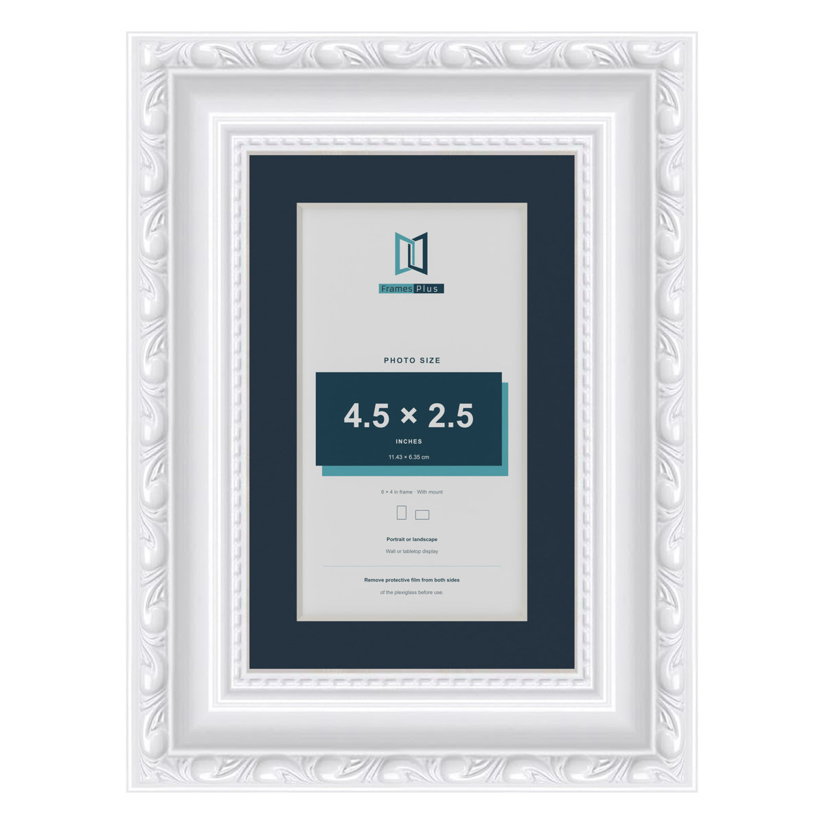 Louis Range White Picture, Photo & Poster Frame with Pacific Blue Mount - 6x4" Frame for 4.5x2.5" Photo, White