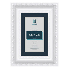 Louis Range White Picture, Photo & Poster Frame with Pacific Blue Mount - 6x4" Frame for 4.5x2.5" Photo, White