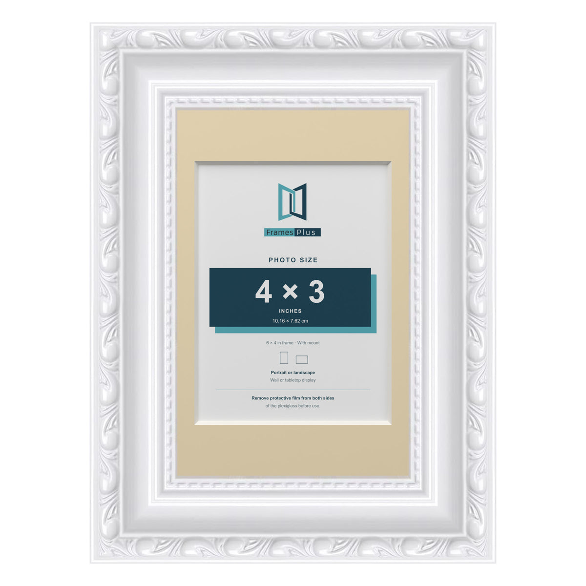 Louis Range White Picture, Photo & Poster Frame with Ivory Mount - 6x4" Frame for 4x3" Photo, White