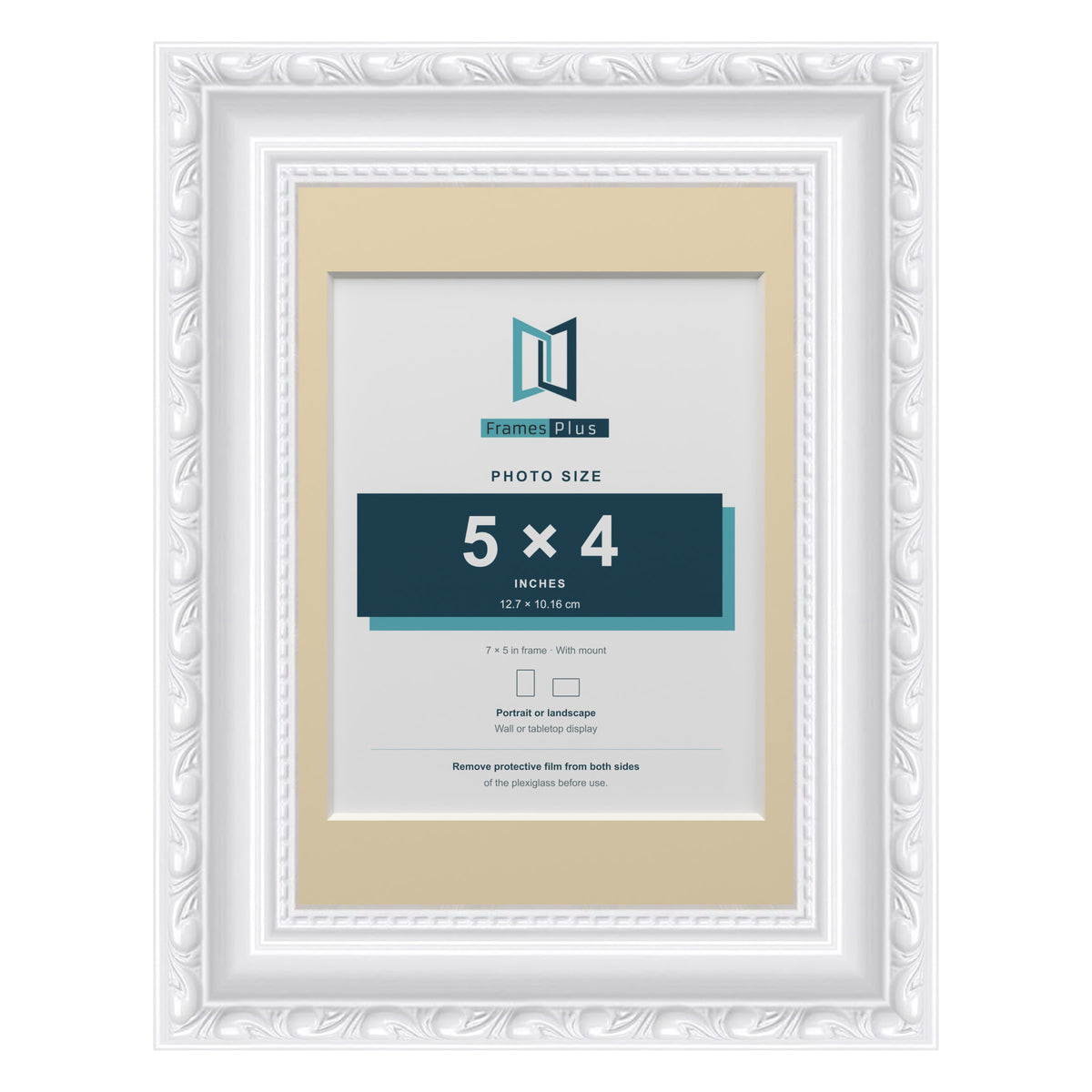 Louis Range White Picture, Photo & Poster Frame with Ivory Mount - 7x5" Frame for 5x4" Photo, White