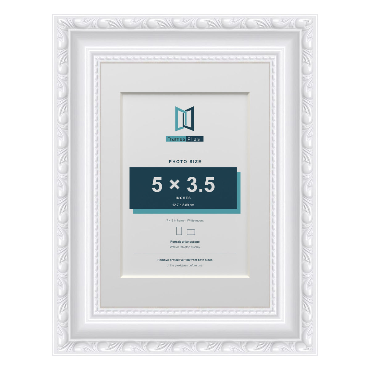 Louis Range White Picture, Photo & Poster Frame with White Mount - 7x5" Frame for 5x3.5" Photo, White