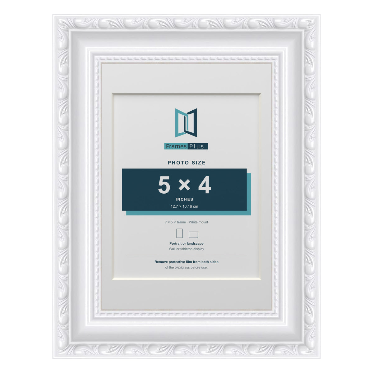 Louis Range White Picture, Photo & Poster Frame with White Mount - 7x5" Frame for 5x4" Photo, White
