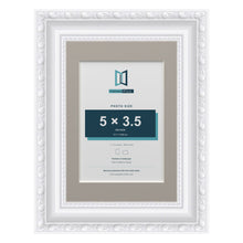Louis Range White Picture, Photo & Poster Frame with Dawn Grey Mount - 7x5" Frame for 5x3.5" Photo, White