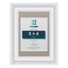 Louis Range White Picture, Photo & Poster Frame with Dawn Grey Mount - 7x5" Frame for 5x4" Photo, White