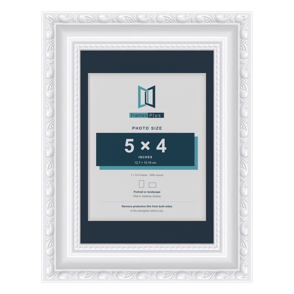 Louis Range White Picture, Photo & Poster Frame with Pacific Blue Mount - 7x5" Frame for 5x4" Photo, White