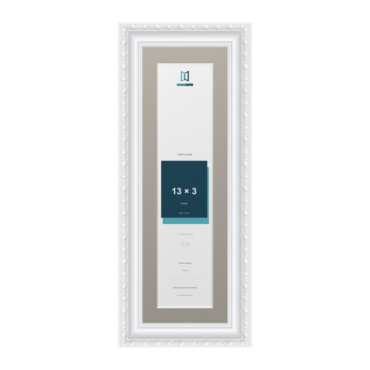 Louis Range White Picture, Photo & Poster Frame with Dawn Grey Mount - 15x5" Frame for 13x3" Photo, White