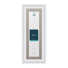 Louis Range White Picture, Photo & Poster Frame with Dawn Grey Mount - 15x5" Frame for 13x3" Photo, White