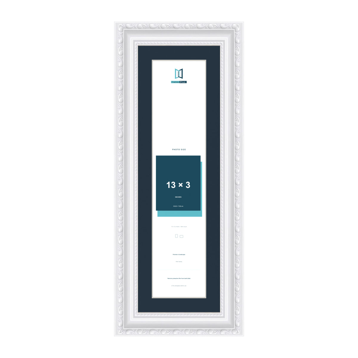 Louis Range White Picture, Photo & Poster Frame with Pacific Blue Mount - 15x5" Frame for 13x3" Photo, White